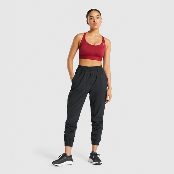 Gymshark Sports Bra Women's Size Medium Dark Red Racer Back Padded Mesh - Picture 5 of 10